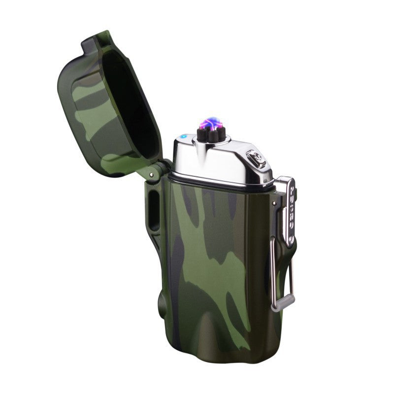 Multifunctional Metal Flashlight Waterproof Silent Dual Arc Lighter